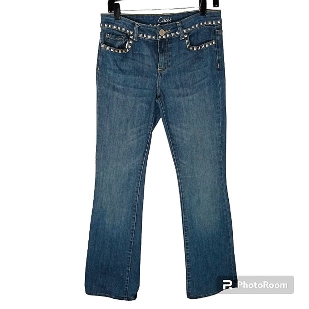 Cache Woman's Studded Straight Leg Jeans Size 6